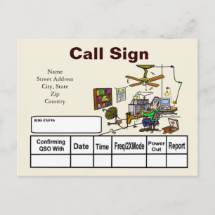 Crazy Ham Shack Cartoon QSL Card Customize It!