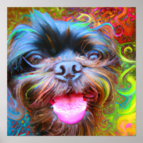 Crazy Happy Affenpinscher Dog Art Portrait 2 Poster