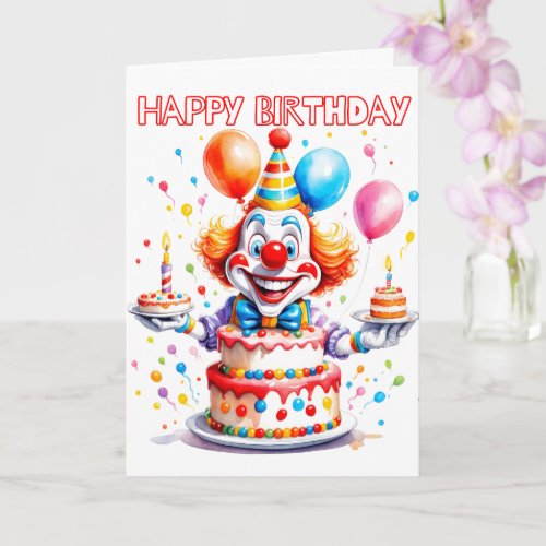 Crazy Happy Birthday Party Clown Card