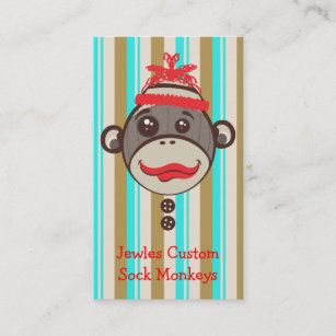 Crazy Hat Sock Monkey Etsy Desinger Creative Business Card