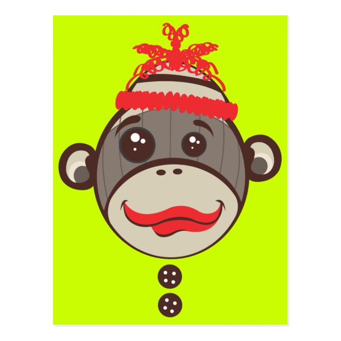 Crazy Hat Sock Monkey  Postcard