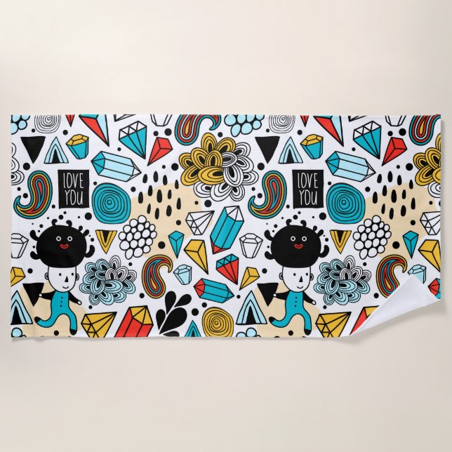 Crazy head beach towel (Front)