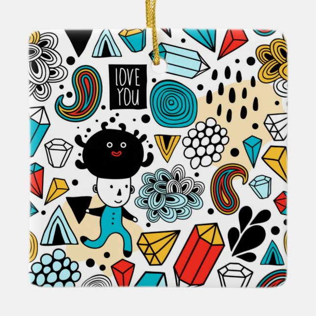 Crazy head ceramic ornament (Front)