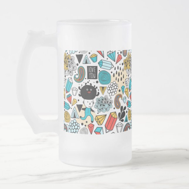 Crazy head frosted glass beer mug (Left)