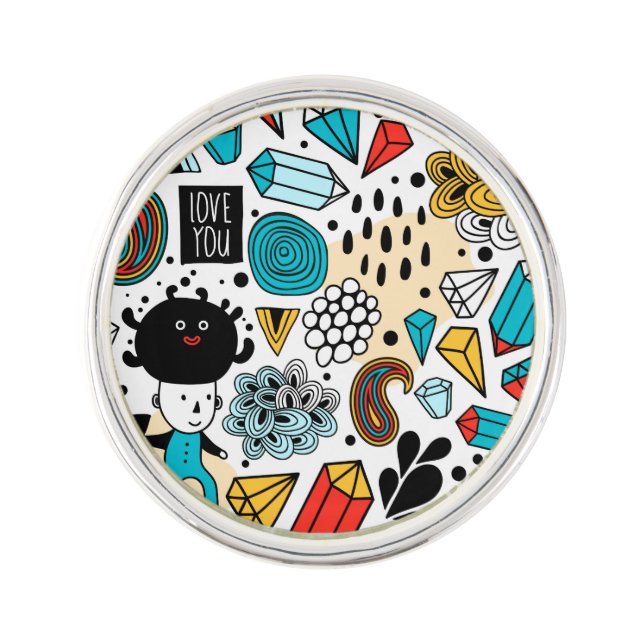 Crazy head lapel pin (Front)