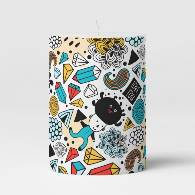 Crazy head pillar candle (Front)