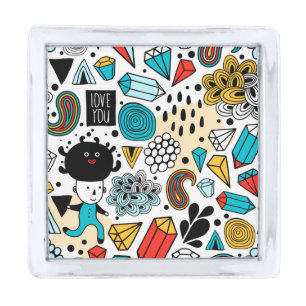 Crazy head silver finish lapel pin