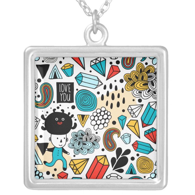 Crazy head silver plated necklace (Front)