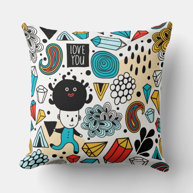 Crazy head throw pillow (Front)