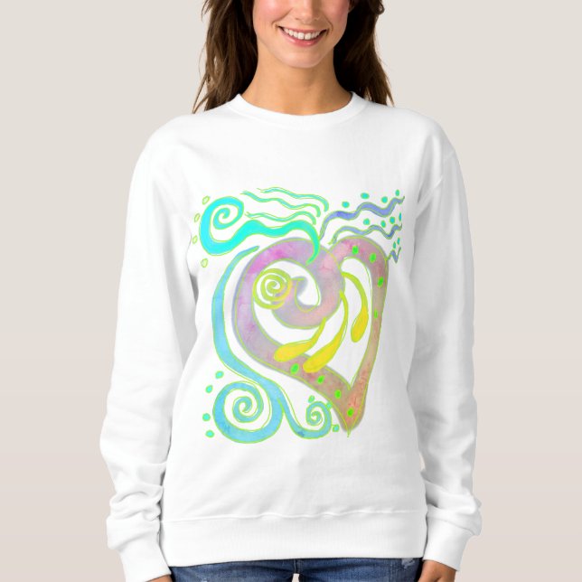 Crazy Heart Abstract Art to Wear Sweatshirt (Front)