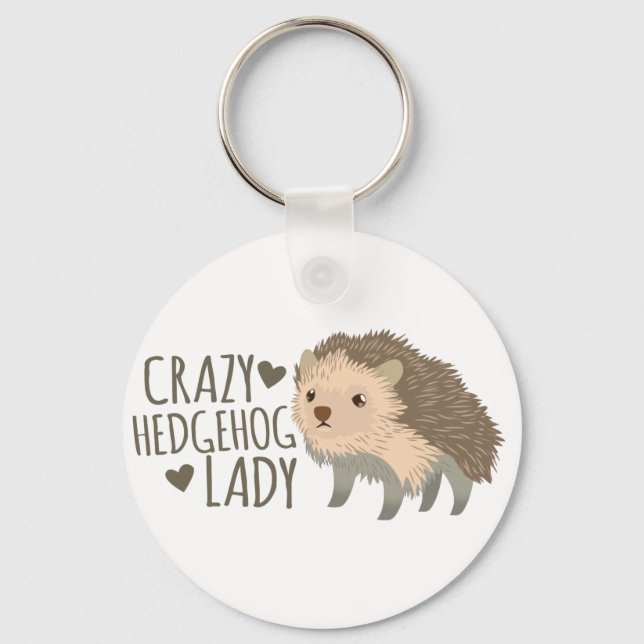 crazy hedgehog lady keychain (Front)