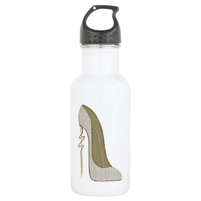 Crazy Heel Lace Stiletto Shoe Art Water Bottle (Front)