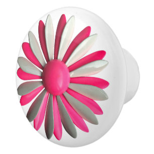 Crazy Hippie Pink Daisy Flower Floral BOHO Spring Ceramic Knob