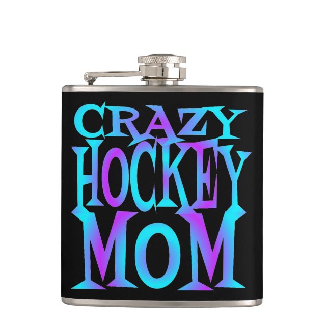 Crazy Hockey Mom Hip Flask (Front)