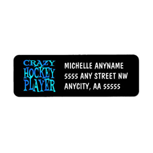 Crazy Hockey Player Label