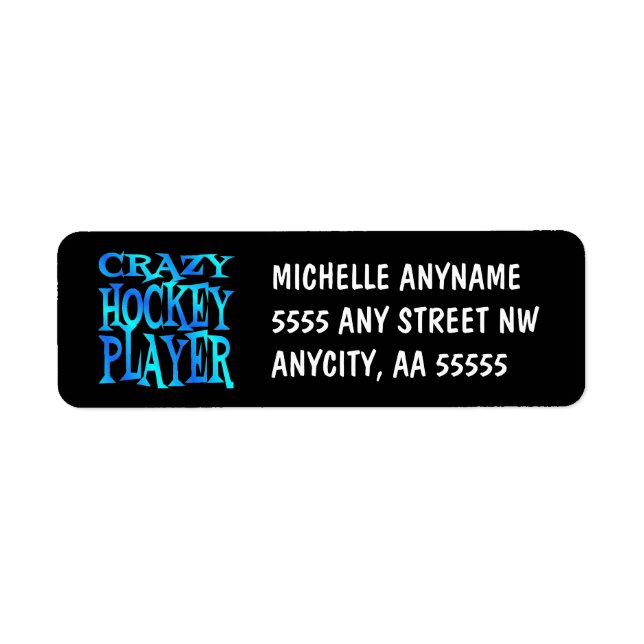 Crazy Hockey Player Label (Front)