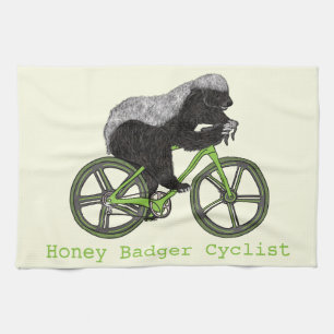 Crazy Honey Badger bicycle riding Kitchen Towel