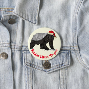 Crazy Honey Badger Santa Funny Quote Button