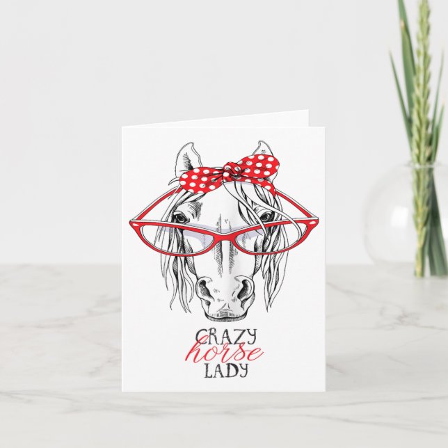 Crazy Horse Lady Horse Lover Women Bandana Horseba Card (Front)