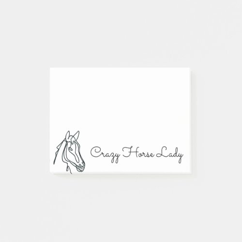 Crazy horse lady Post_it notes line art drawing