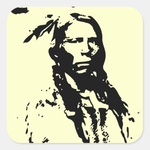 Crazy Horse Native American Square Sticker