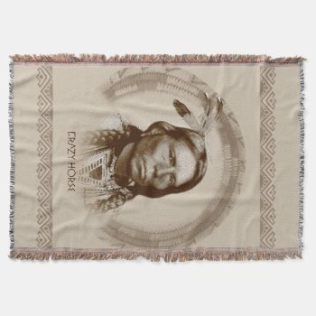 Crazy Horse Throw Blanket by tempera70 at Zazzle