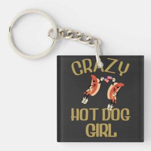 Crazy hot dog girl keychain