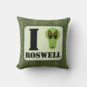 Crazy I Love Roswell UFO Alien Character Throw Pillow