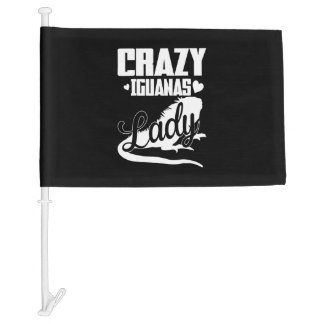 Crazy Iguana Lady Car Flag