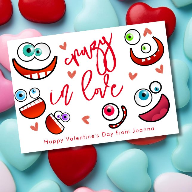 Crazy in love funy crazy faces valentine's day holiday card (Creator Uploaded)