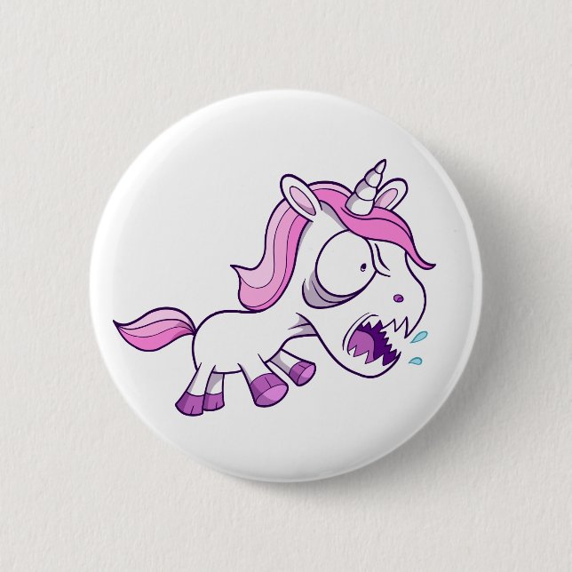 Crazy Insane Little Unicorn Pinback Button (Front)