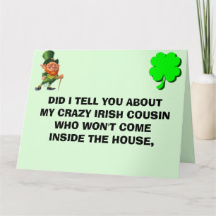 CRAZY IRISH COUSIN ST PATRICK'S DAY  THANK YOU CARD