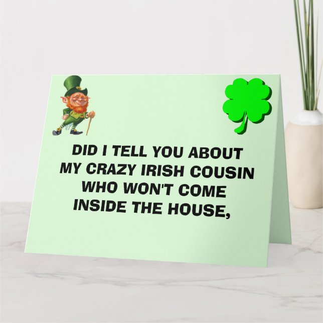 CRAZY IRISH COUSIN ST PATRICK'S DAY  THANK YOU CARD (Front)