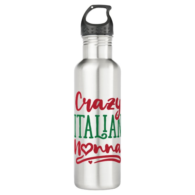 Crazy Italian Nonna Stainless Steel Water Bottle (Front)