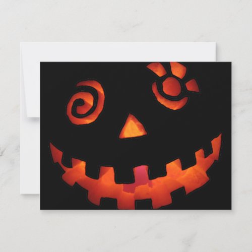 Crazy Jack O Lantern Pumpkin Face Orange Personalized Invites