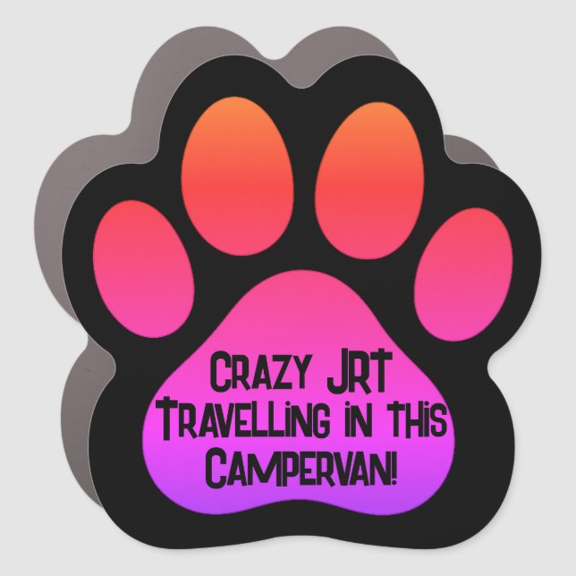 Crazy JRT Traveling in this Campervan! Car Magnet (Front)