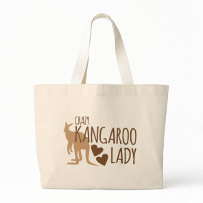 Crazy Kangaroo Lady Large Tote Bag