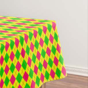 Crazy Kids Colors Argyle6-60x104 COTTON TABLECLOTH