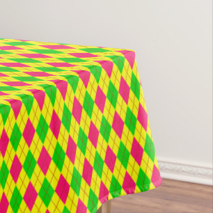 Crazy Kids Colors Argyle 6-52x70 COTTON TABLECLOTH