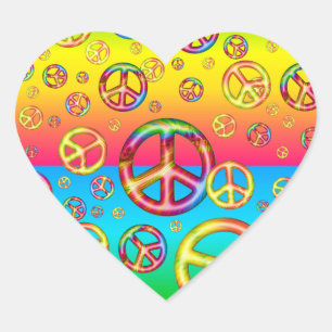 Crazy Kids Colors-PEACE OUT Heart Stickers