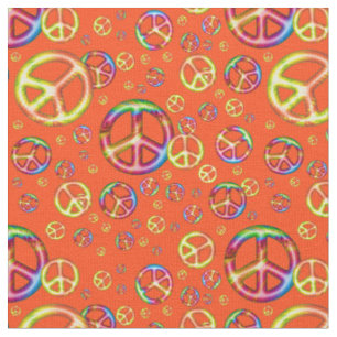 Crazy Kids Colors-Peace Out Orange-Zazzle Fabric