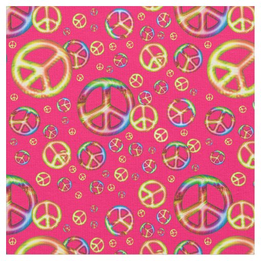 Crazy Kids Colors-Peace Out Pink-Zazzle Fabric