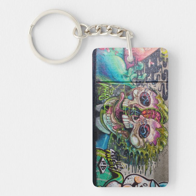 Crazy Kind Of Horror Skull Graffiti Keychain (Front)