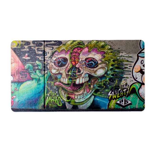 Crazy Kind Of Horror Skull Graffiti Label (Front)
