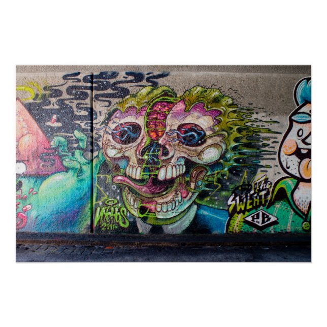 Crazy Kind Of Horror Skull Graffiti Poster (Front)