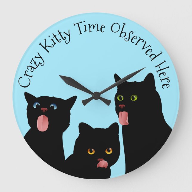 Crazy Kitty Time Cat Clock (Front)