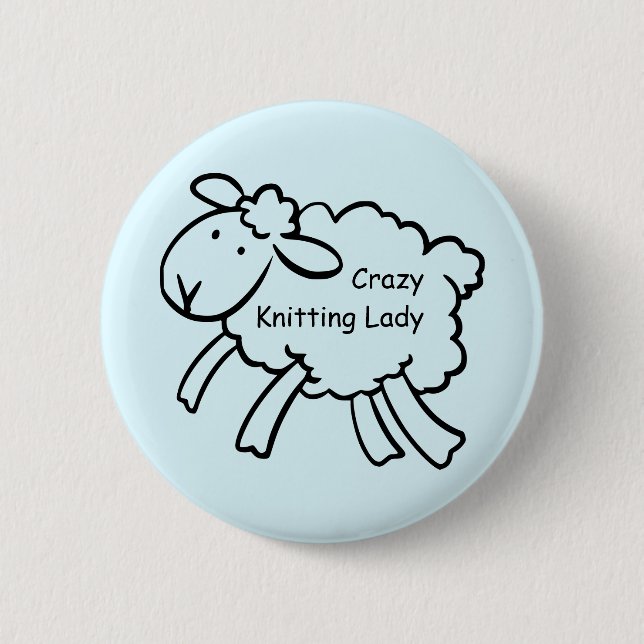 Crazy Knitting Lady Badge Button (Front)