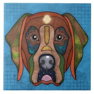 Crazy Labrador Retriever dog face Ceramic Tile