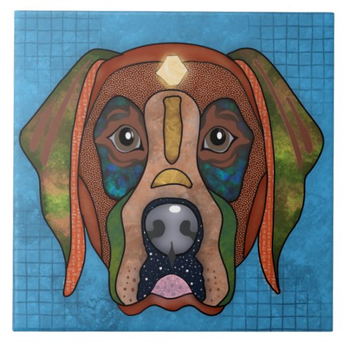  Crazy Labrador Retriever dog face  Ceramic Tile