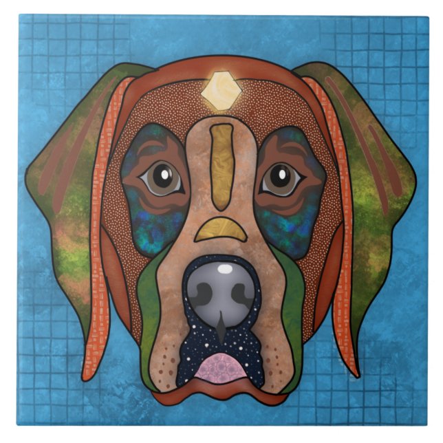  Crazy Labrador Retriever dog face  Ceramic Tile (Front)